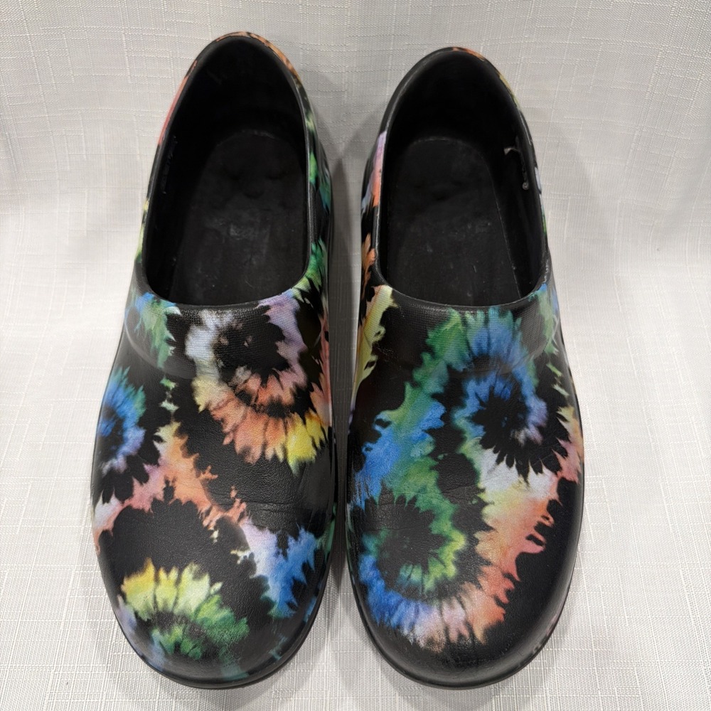 Crocs Neria Pro Black Tie Dye Clogs Women's Size 9 Work Comfort Slip Resistant